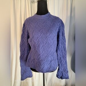 Cobalt Blue Italian Merino Wool Sweater With Bell Sleeves
